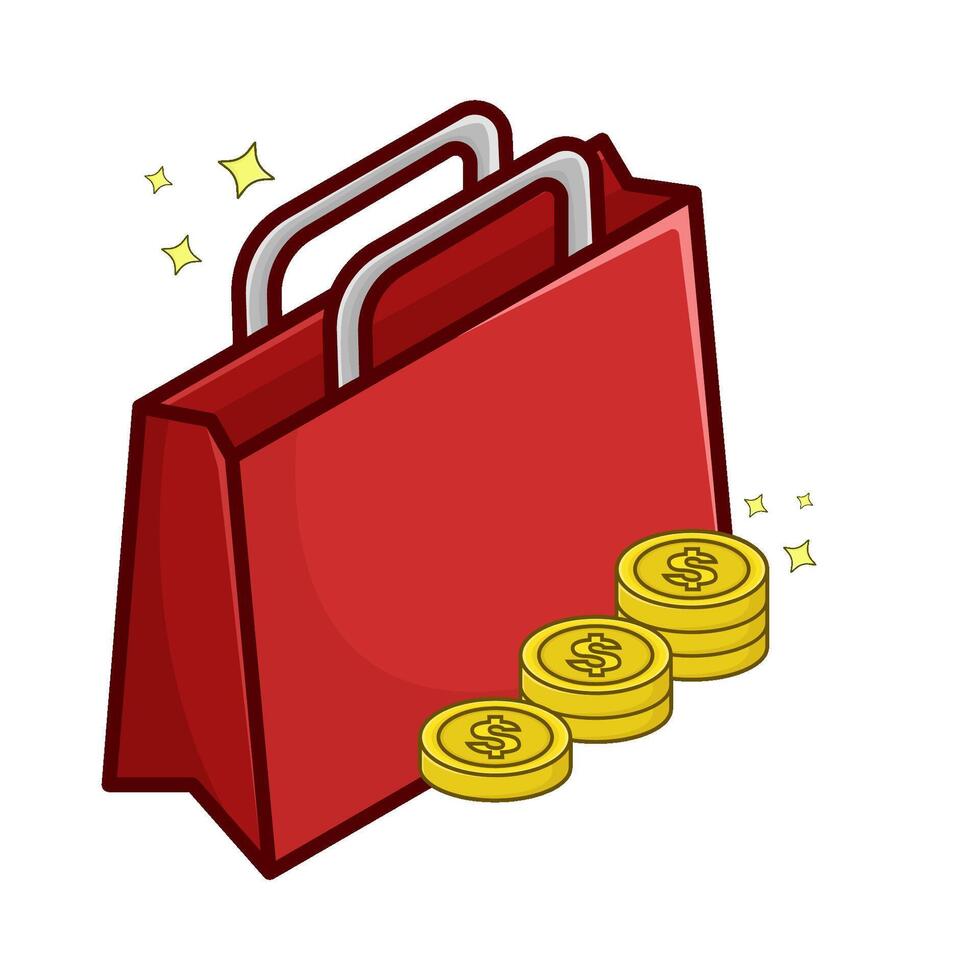 shopping bag with money coin illustration vector