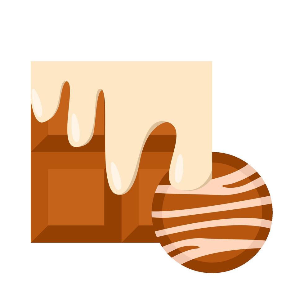 chcolate melt in chocolate bar with cookies illustration vector