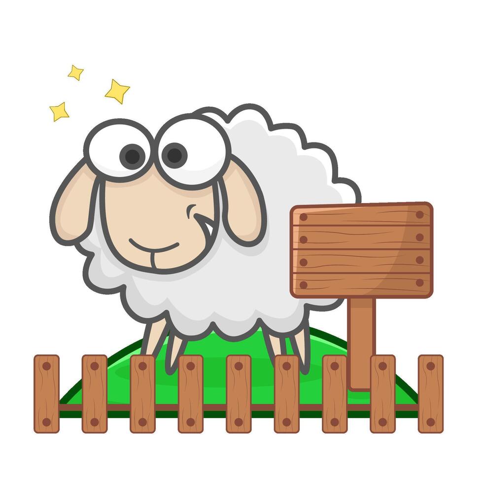 oveja en granja ilustración vector