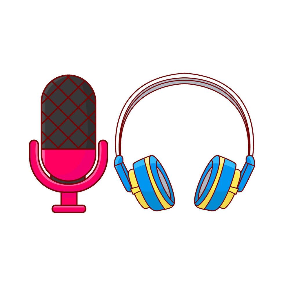 headphone with mic illustration vector