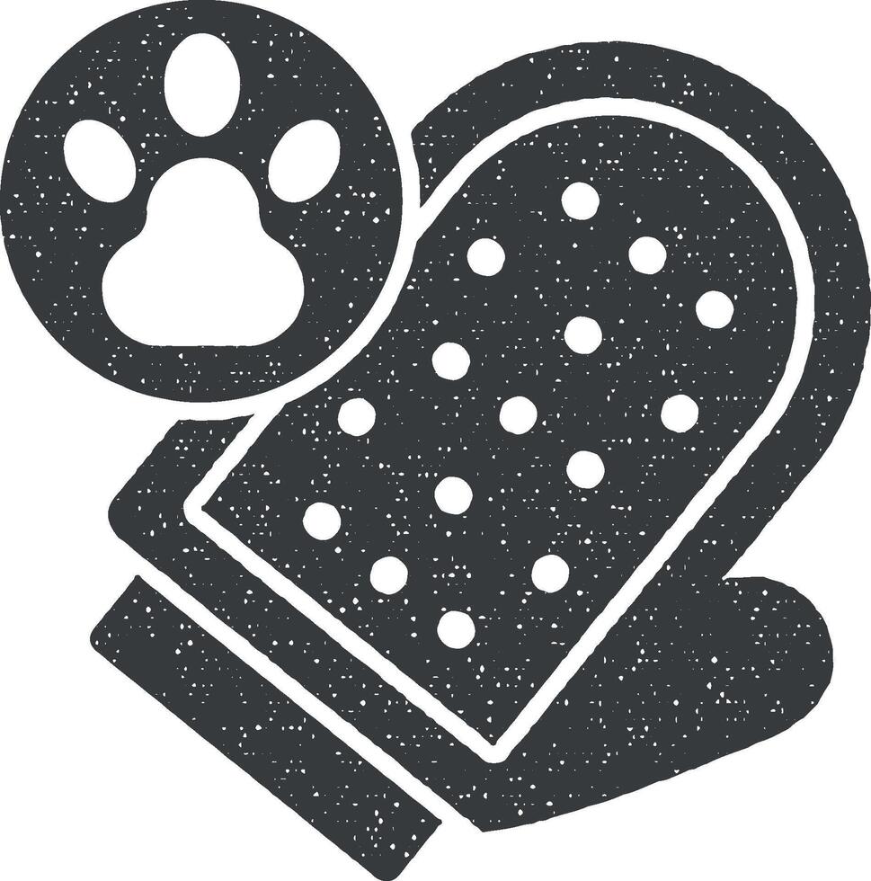 Comb, glove icon vector illustration in stamp style