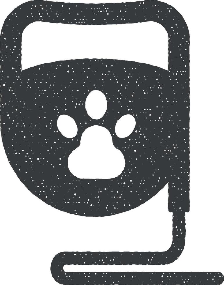 Leash, dog icon vector illustration in stamp style