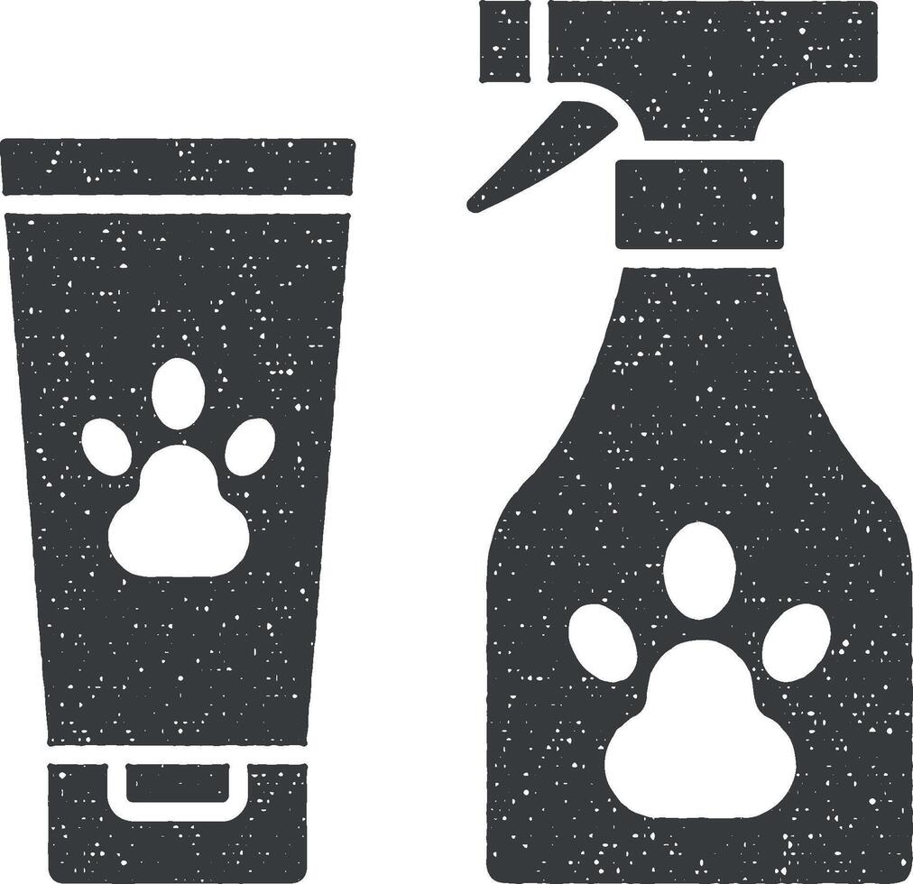 Cream, spray, pet icon vector illustration in stamp style