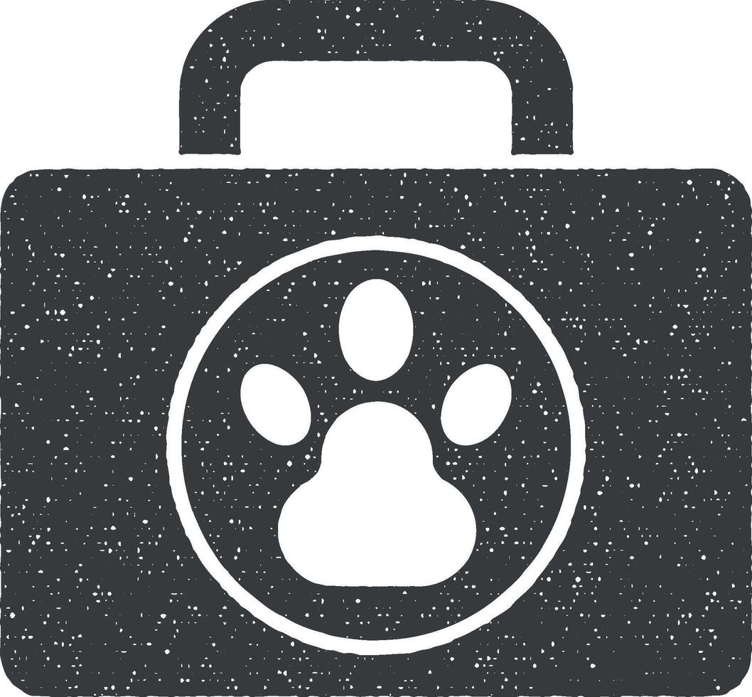 Bag, paw icon vector illustration in stamp style