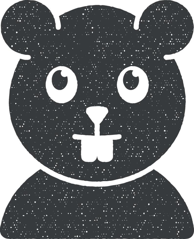 castor, animal icono vector ilustración en sello estilo