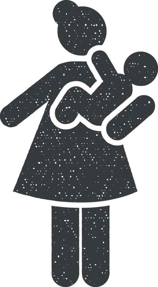 Baby, mother, couple icon vector illustration in stamp style