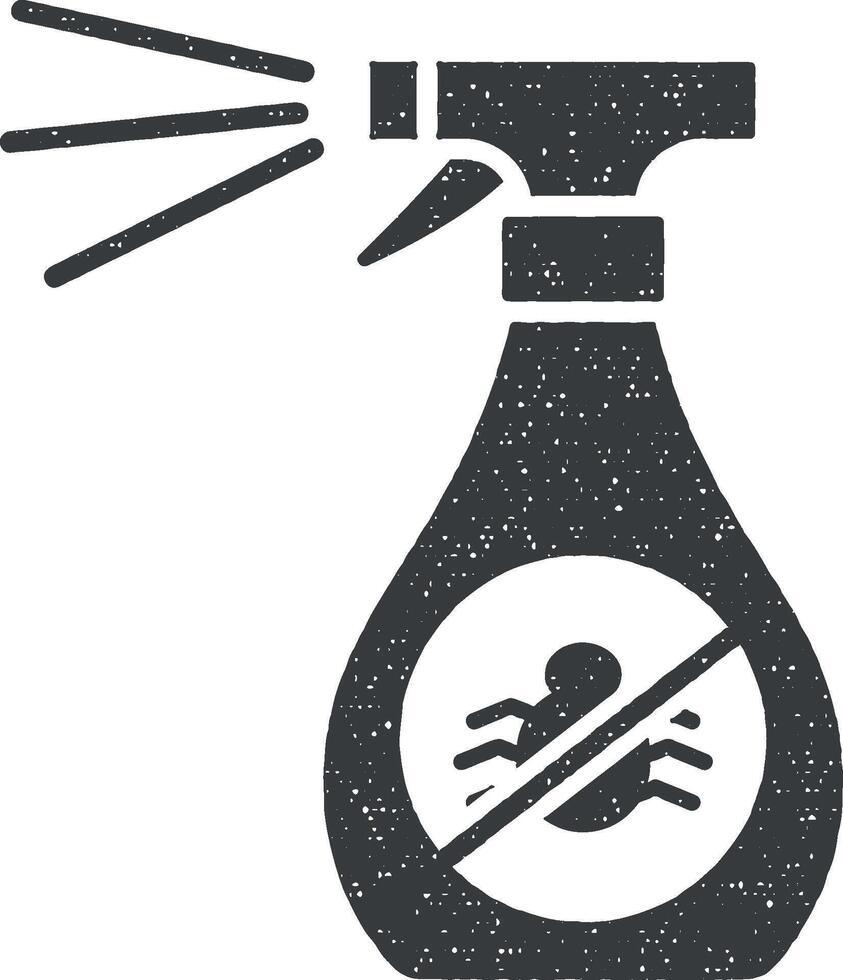Spray, insect icon vector illustration in stamp style
