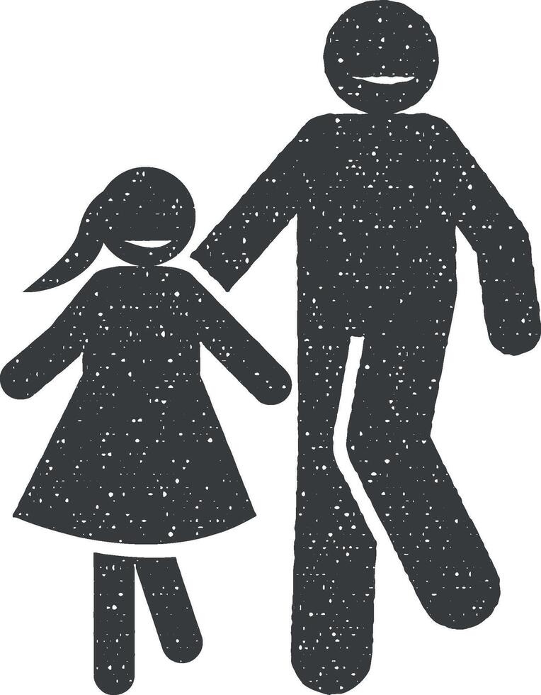 Parent, dad, positive icon vector illustration in stamp style