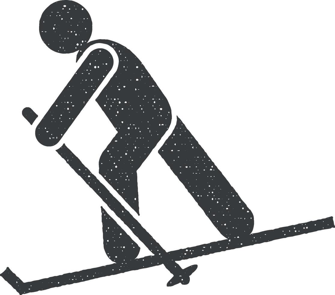 Scooter, man icon vector illustration in stamp style