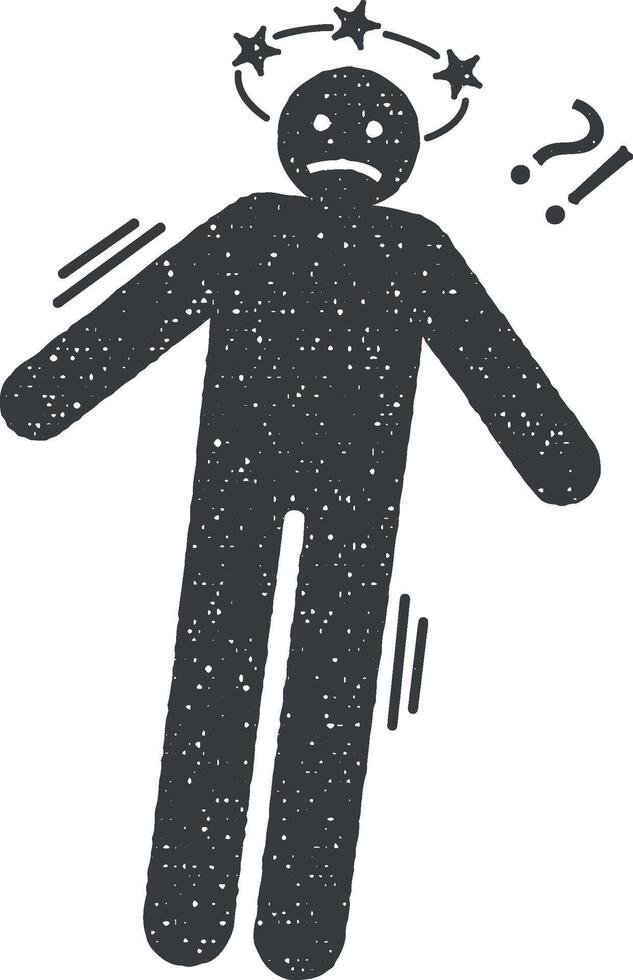Aura confused dizzy icon vector illustration in stamp style
