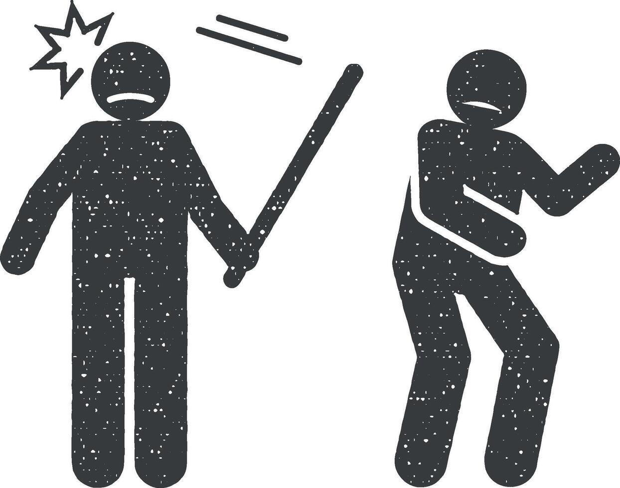 Brutal, cruel, harsh, mean icon vector illustration in stamp style