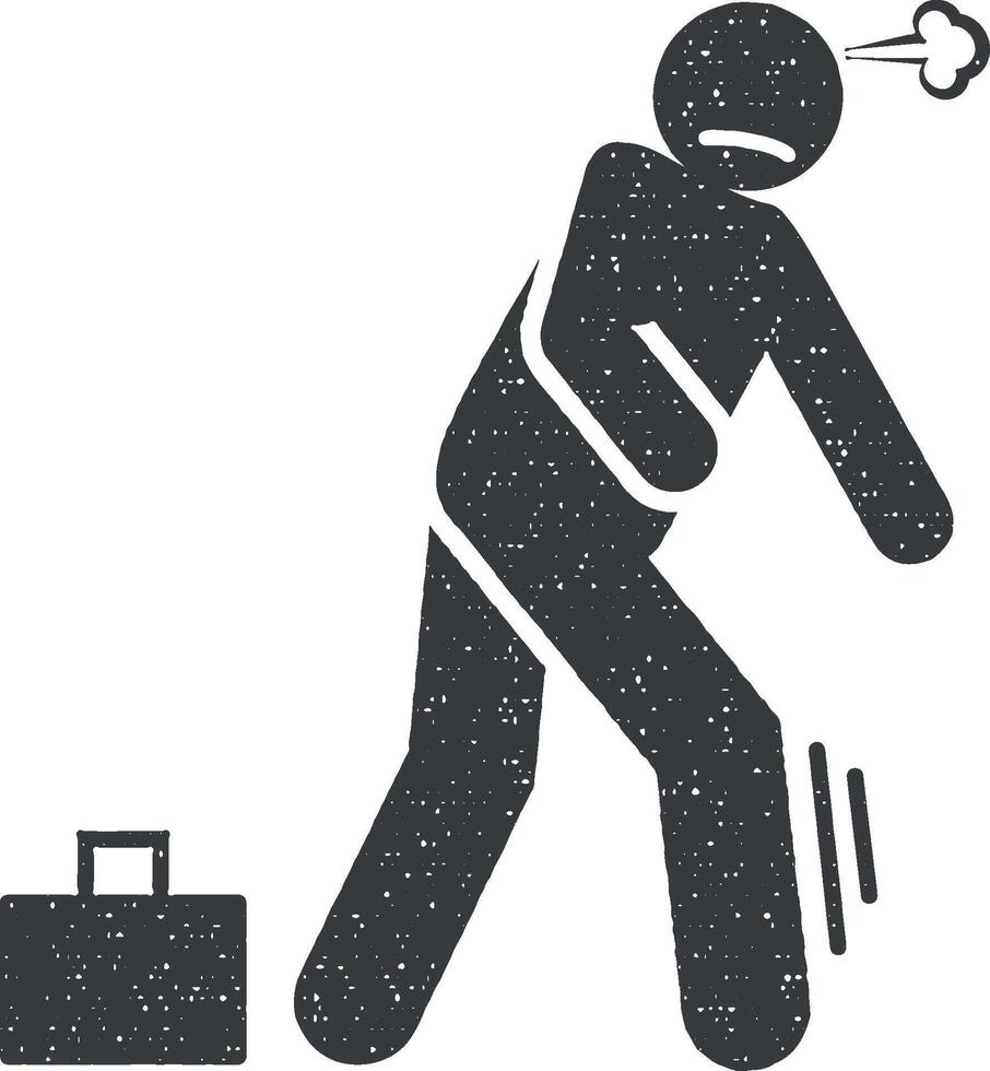 Flee, run away, running away icon vector illustration in stamp style