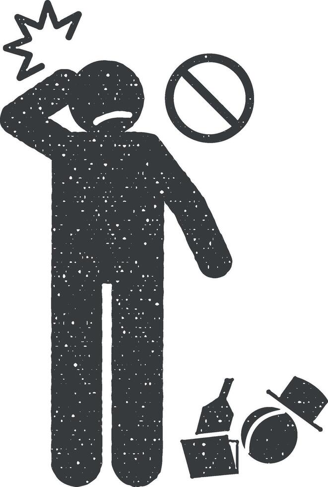 Dirty, man, messed up, messy icon vector illustration in stamp style