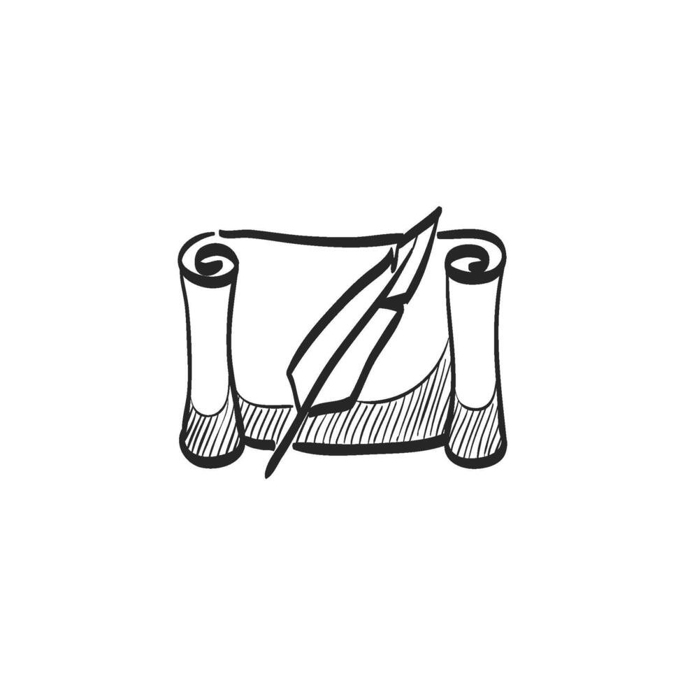 Hand drawn sketch icon letter quill pen vector