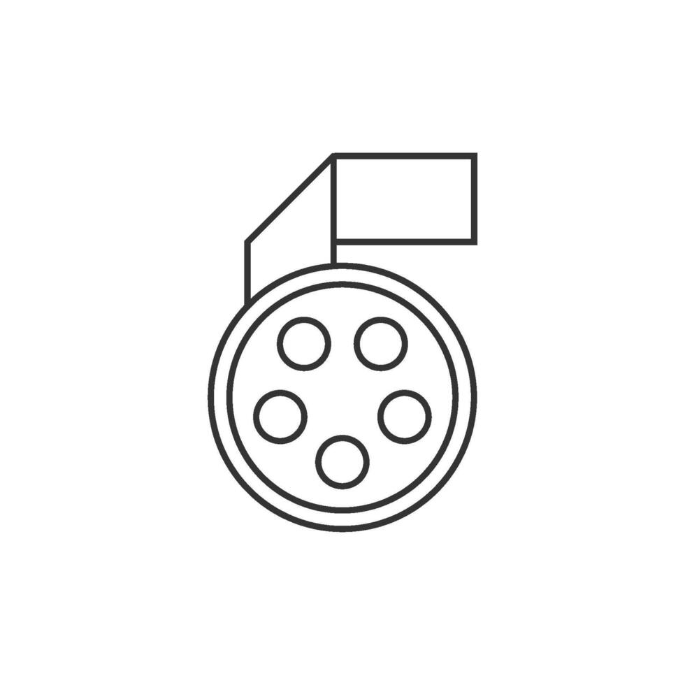 Cinema movie reel icon in thin outline style vector