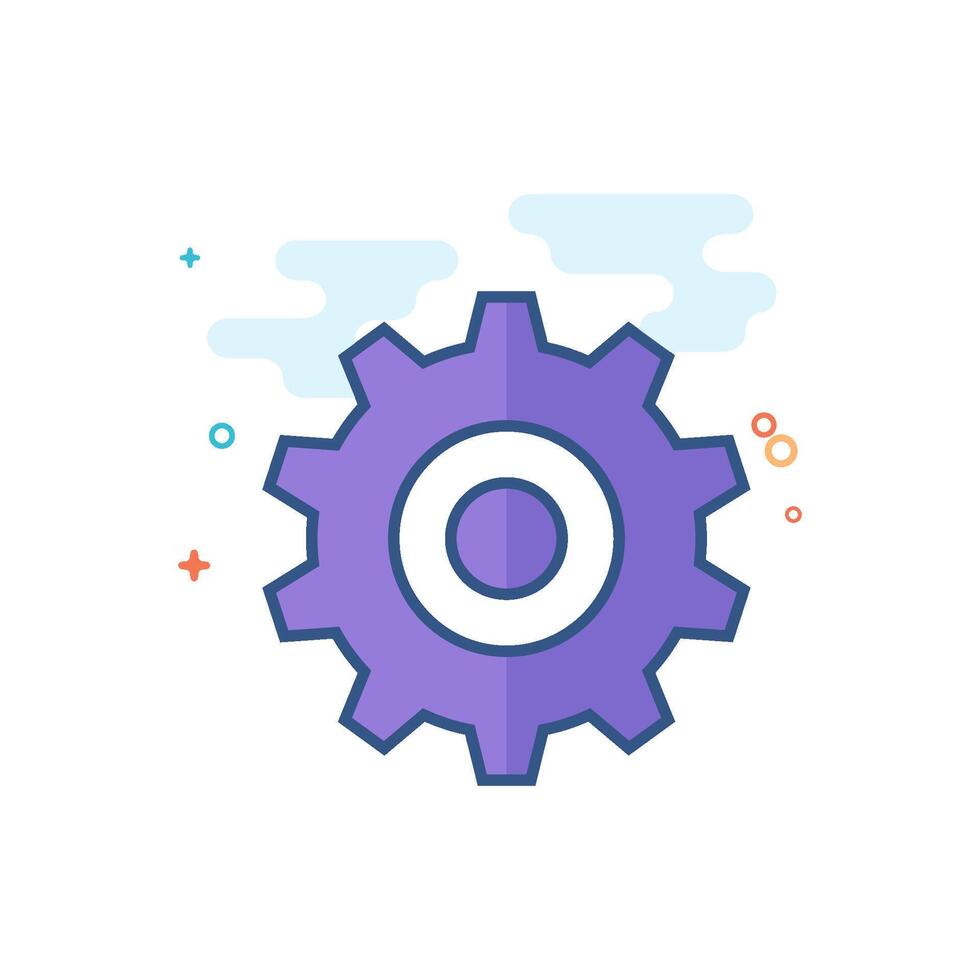 Setting gear icon flat color style vector illustration