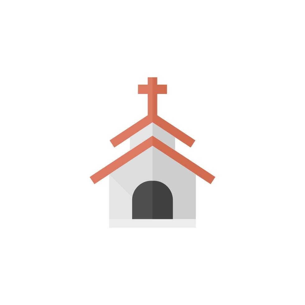 Church icons in flat color style. Christian chapel synagogue vector