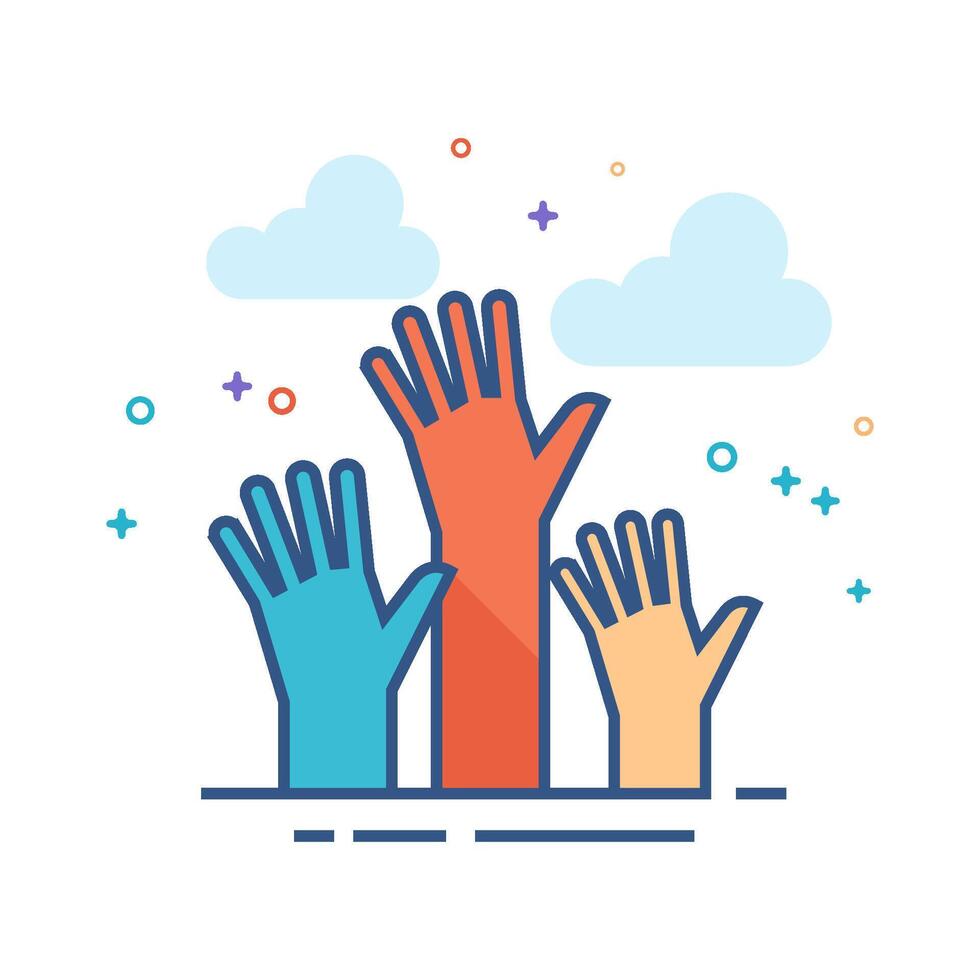 Hands icon flat color style vector illustration