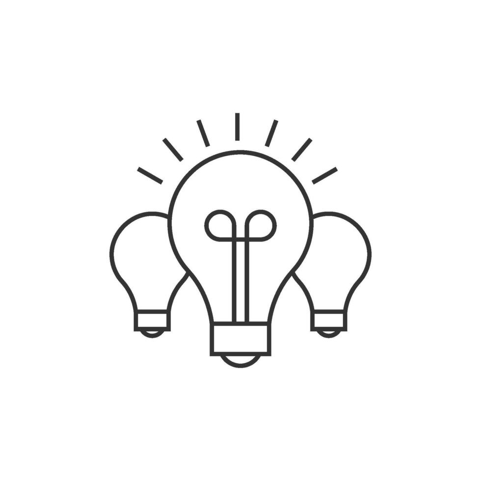 Light bulb icon in thin outline style vector