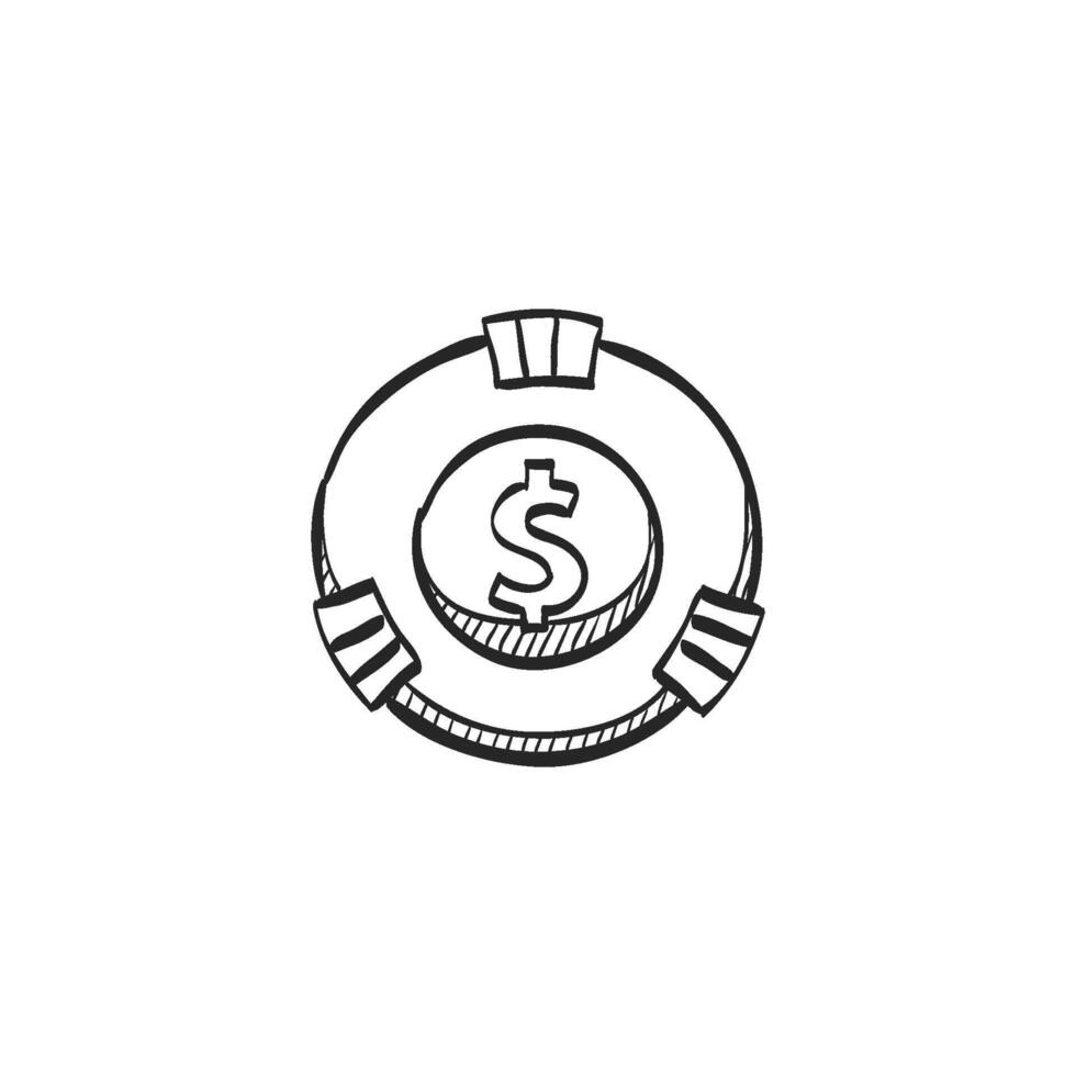 Hand drawn sketch icon gambling coin vector