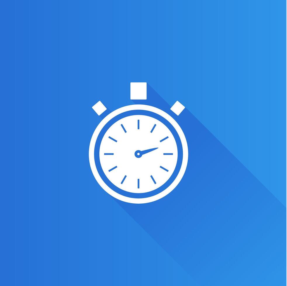 Stopwatch flat color icon long shadow vector illustration