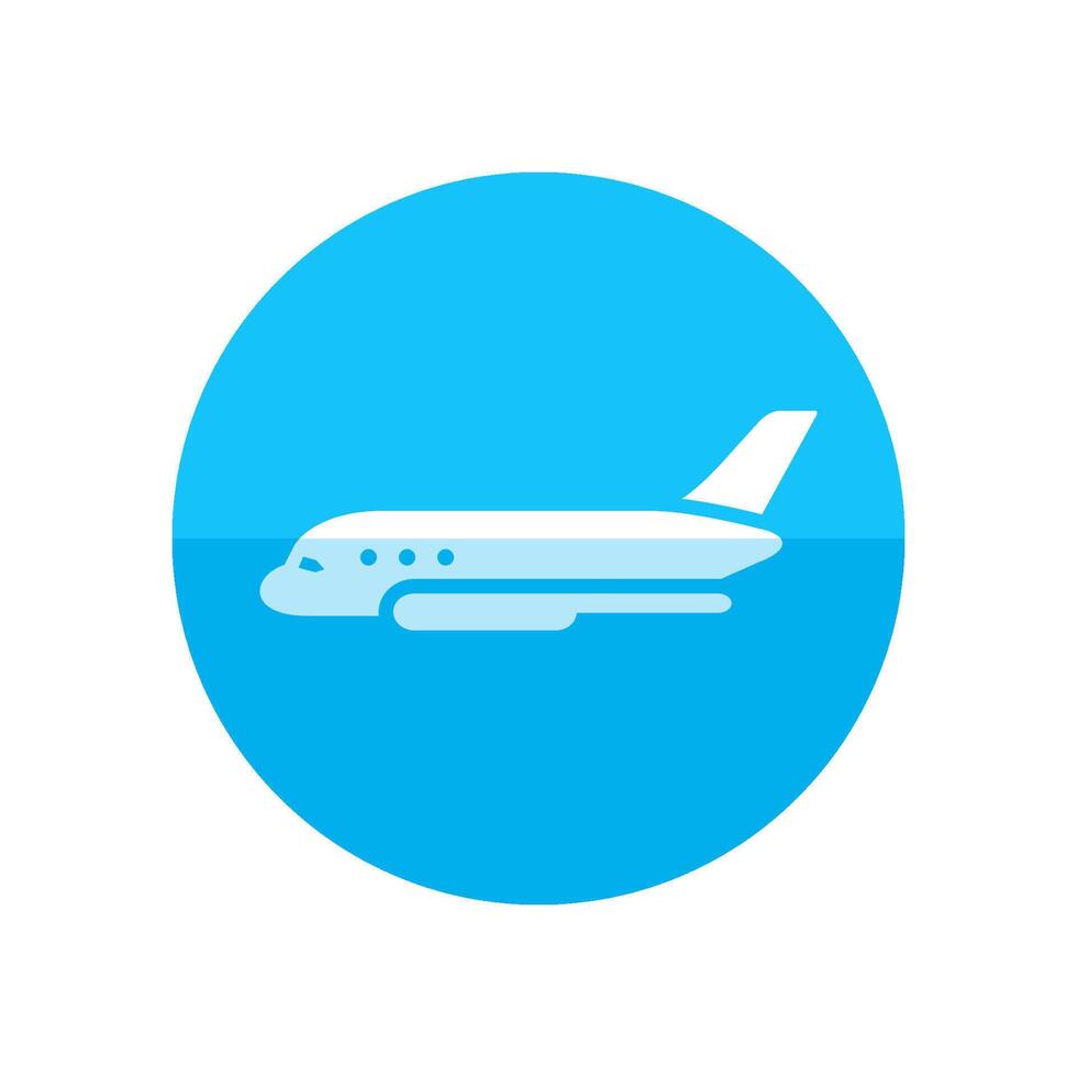 Airplane icon in flat color circle style. Aviation transportation take off travel passenger vector