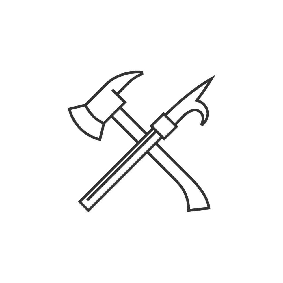 Fireman tools icon in thin outline style vector