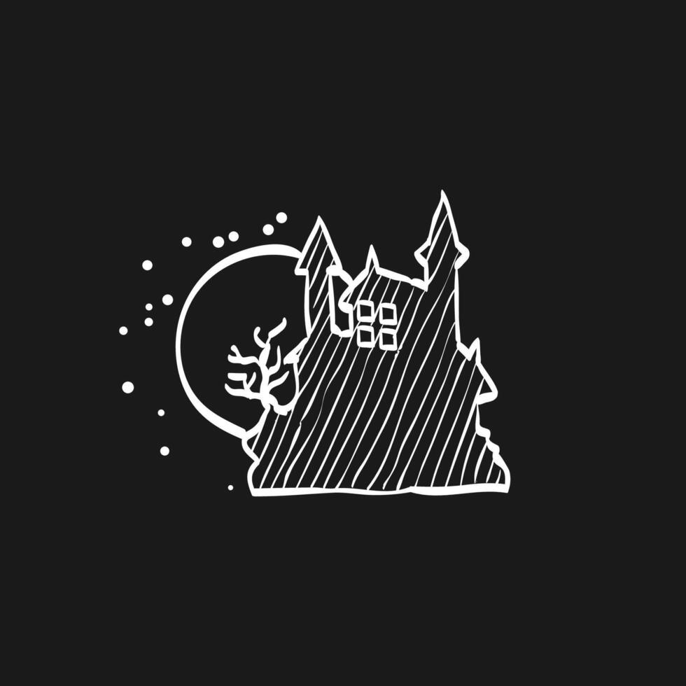 Dark castle doodle sketch illustration vector