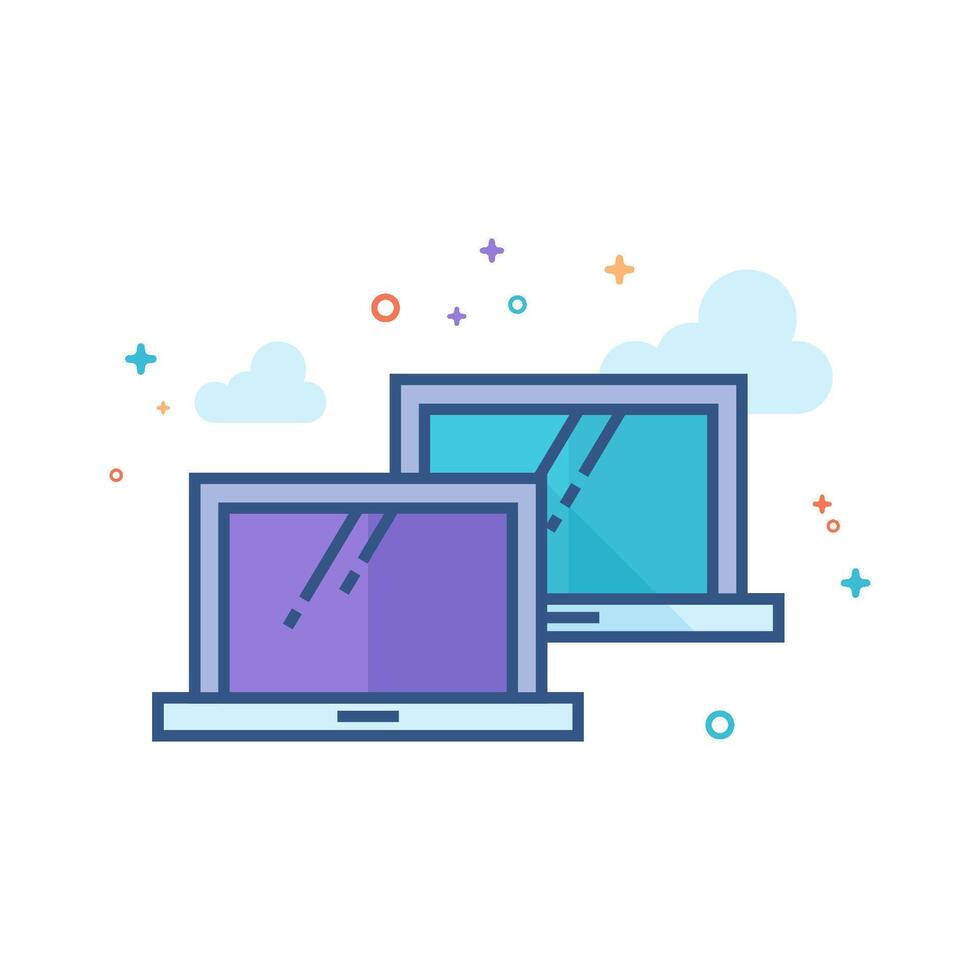 Laptops icon flat color style vector illustration