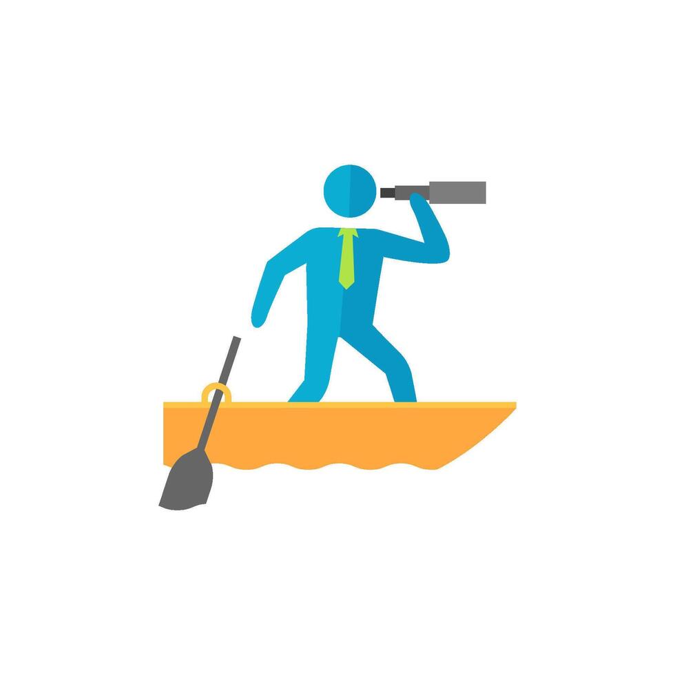 Businessman sailing icon in flat color style. Business manager leader aiming goal direction vector