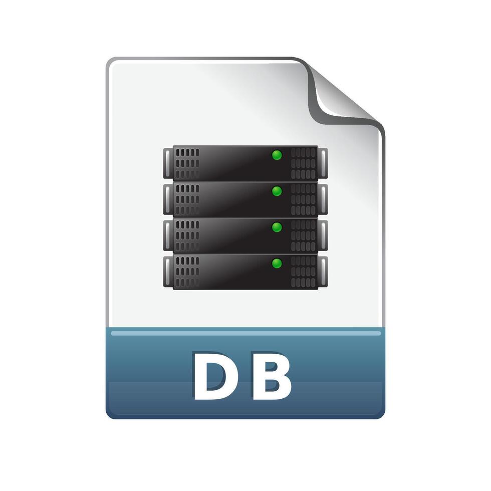 db archivo formato icono en color. extensión base de datos consultas vector