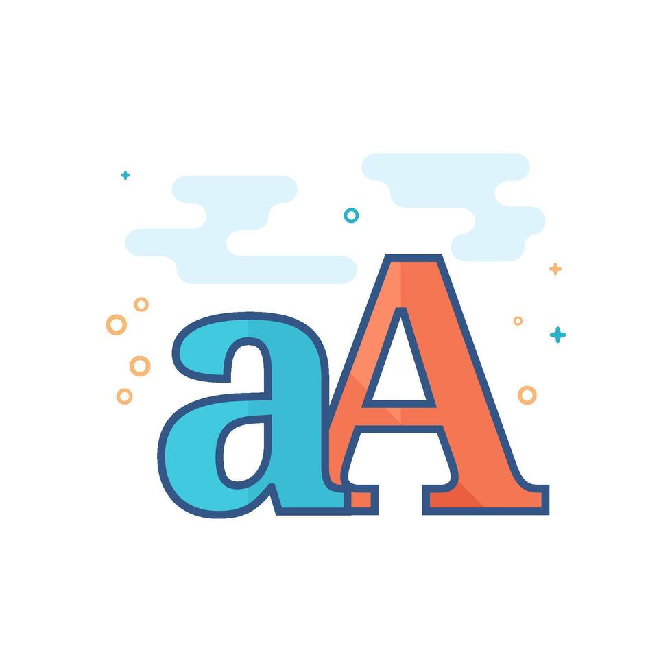 Font icon flat color style vector illustration