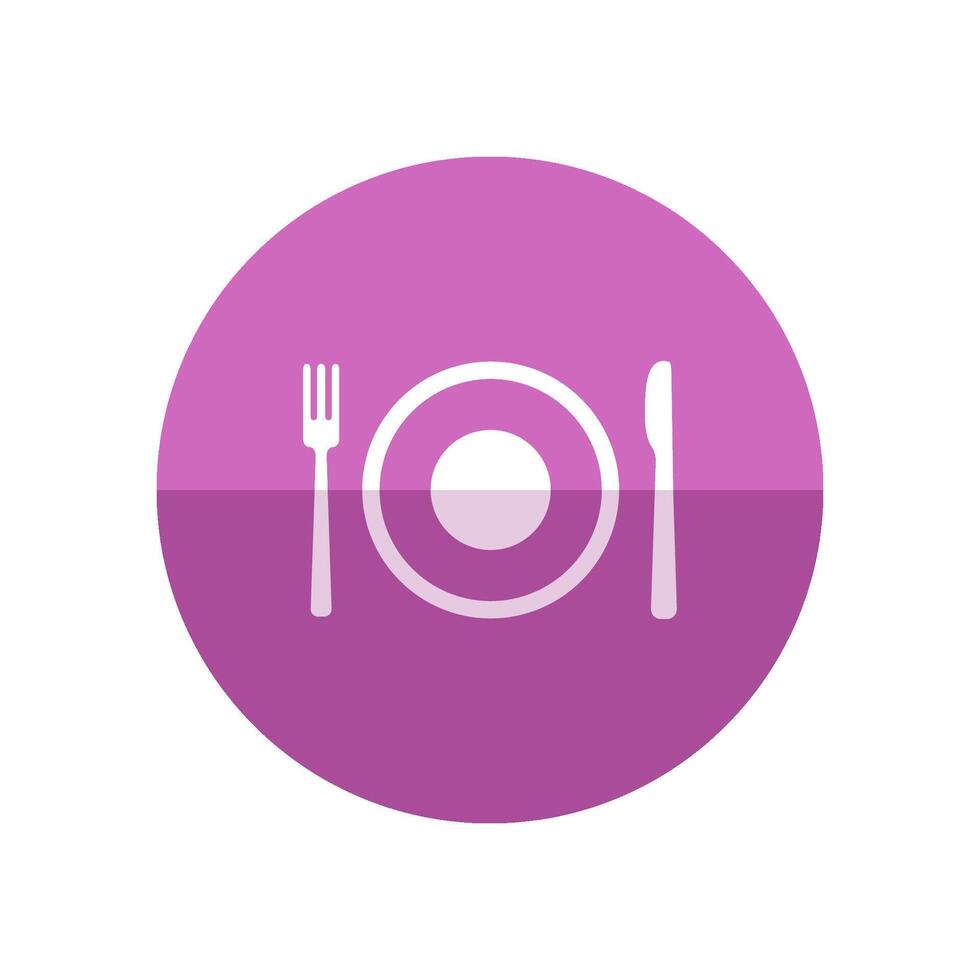 platos icono en plano color circulo estilo. cuchara tenedor cena cena desayuno comiendo vector