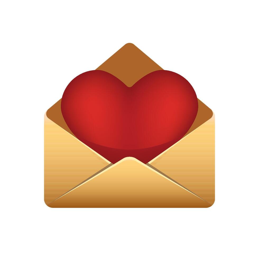 Envelope with heart icon in color. Love romance gift vector