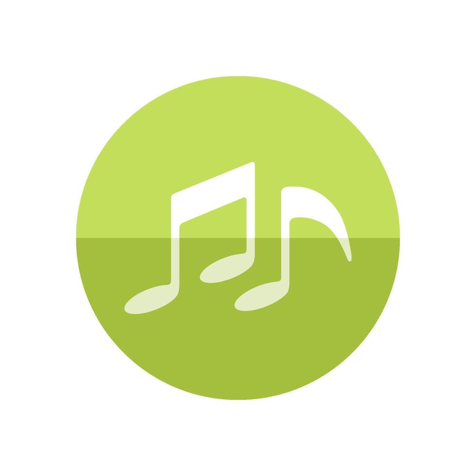 Music notes icon in flat color circle style. Musical sheets sign crotchets quaver vector