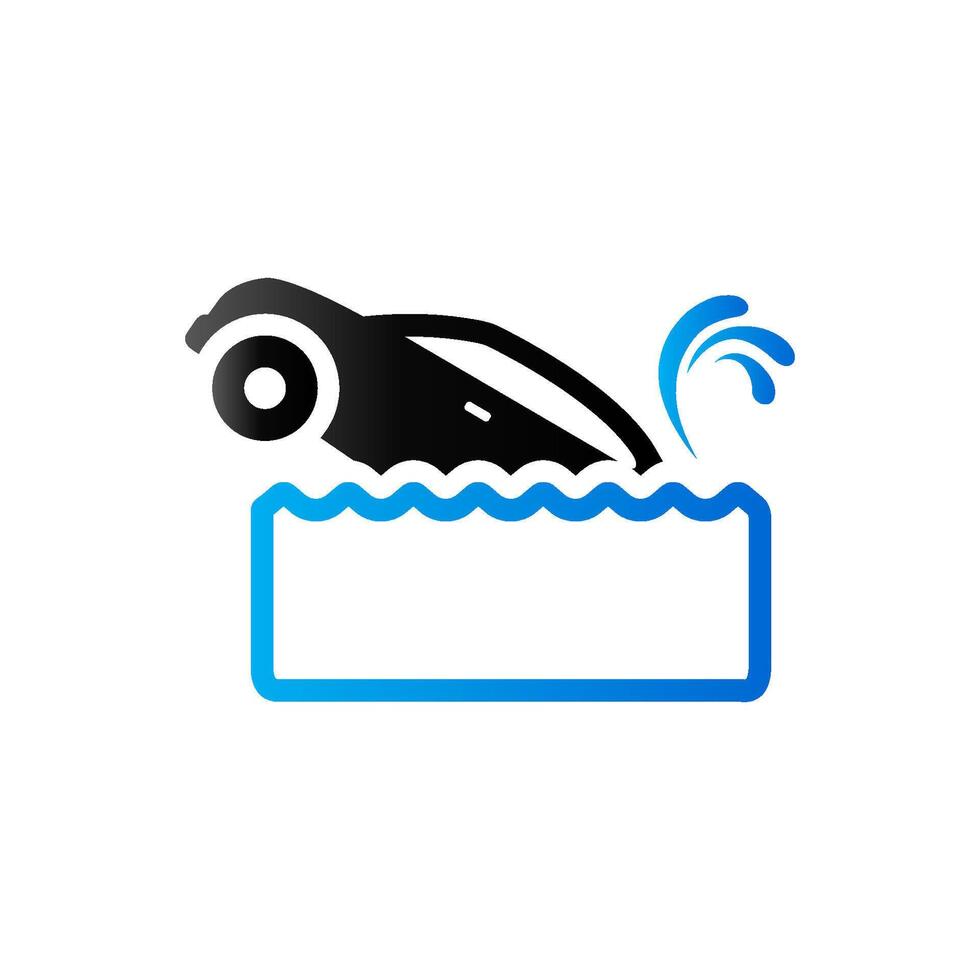 Drowned car icon in duo tone color. Automotive accident flood vector