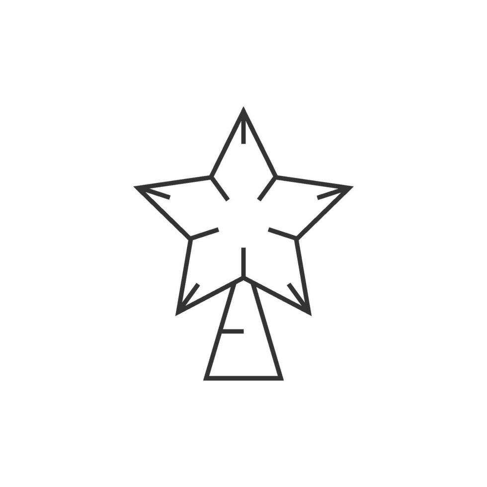 Christmas star icon in thin outline style vector