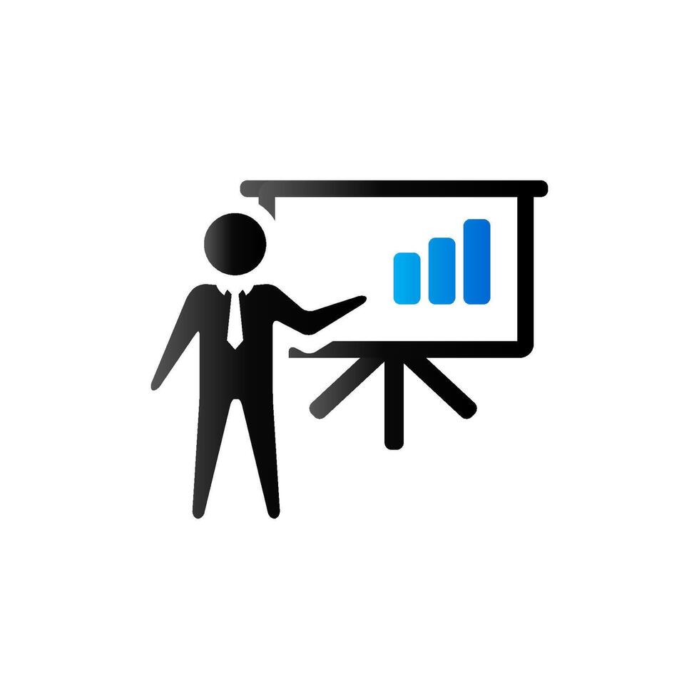 Businessman chart icon in duo tone color. Business presentation meeting vector