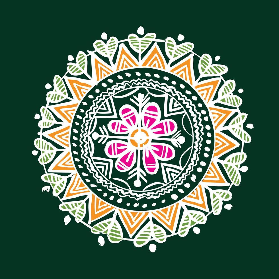 vector color abstract alpona flower design