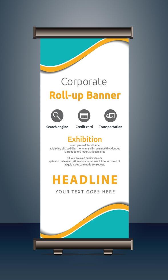 corporate roll up display standee for presentation purpose vector