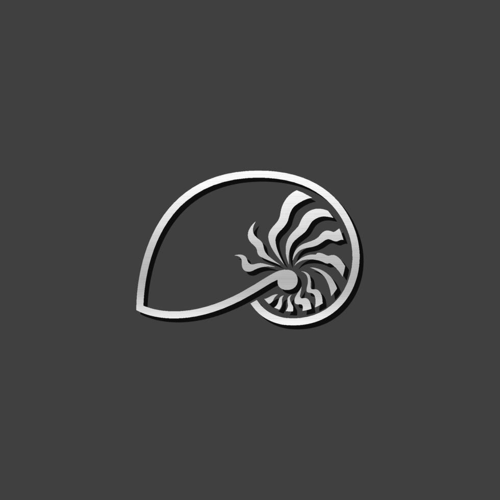 nautilo icono en metálico gris color estilo. mar criatura molusco vector