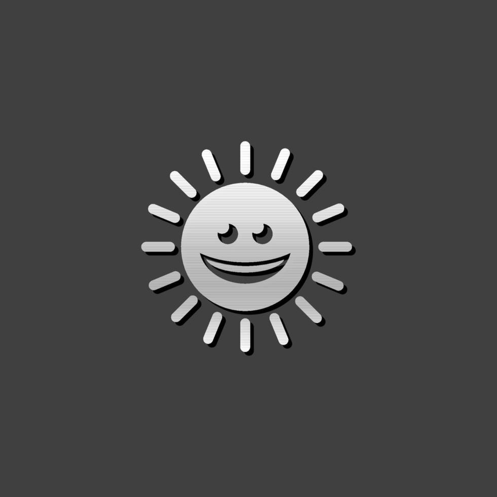Weather forecast sunny icon in metallic grey color style. Meteorology overcast vector