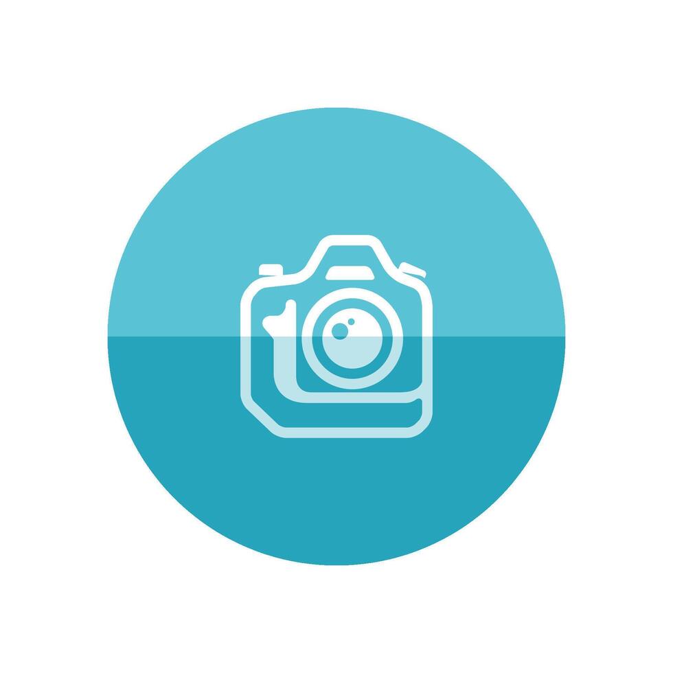 Camera icon in flat color circle style. Photography picture electronic imaging digital SLR reflex vector