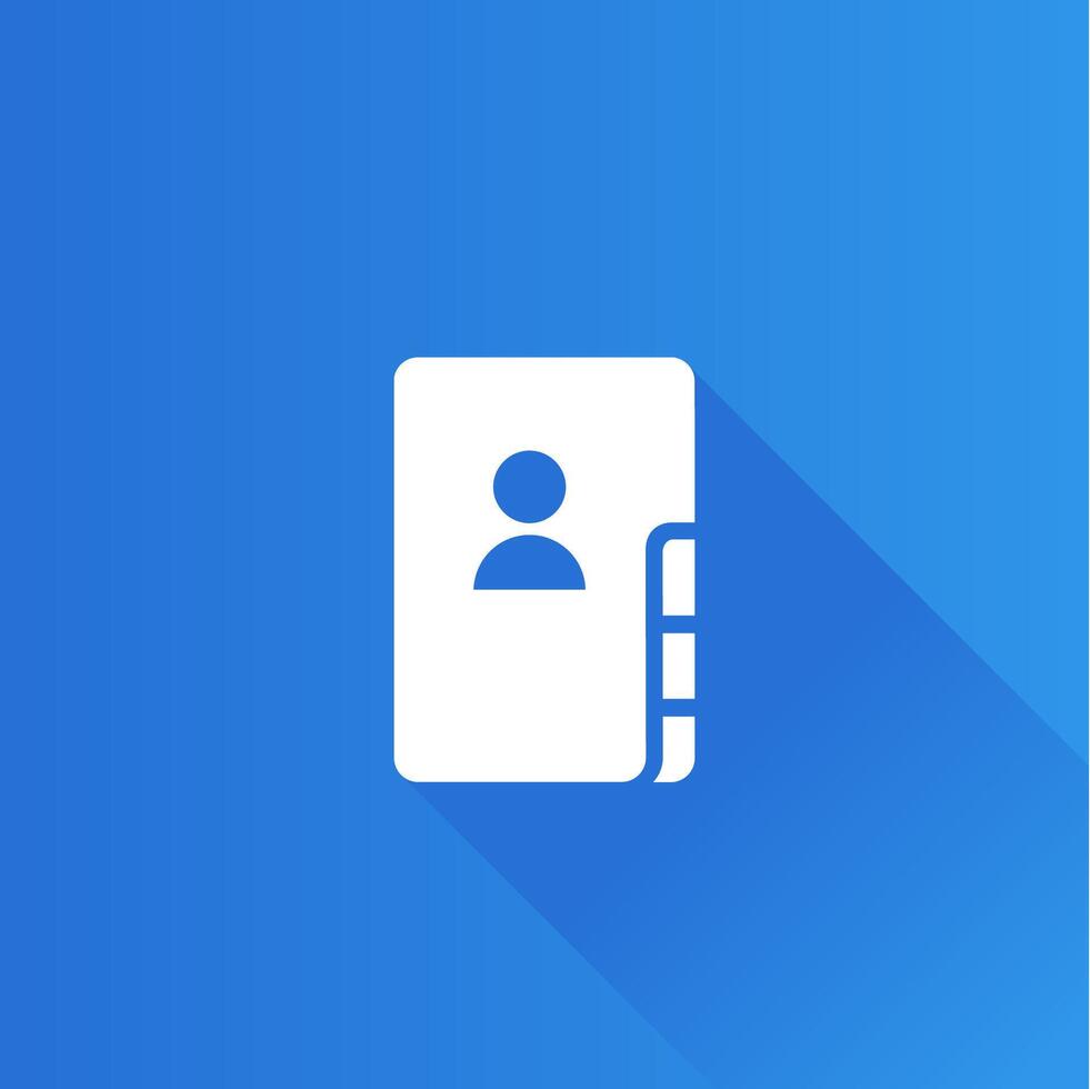 Address book flat color icon long shadow vector illustration