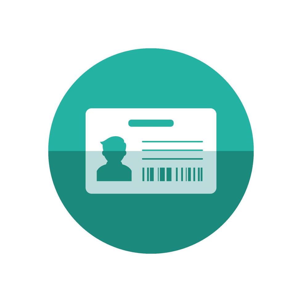 carné de identidad tarjeta icono en plano color circulo estilo. identidad oficina trabajador empresario vector