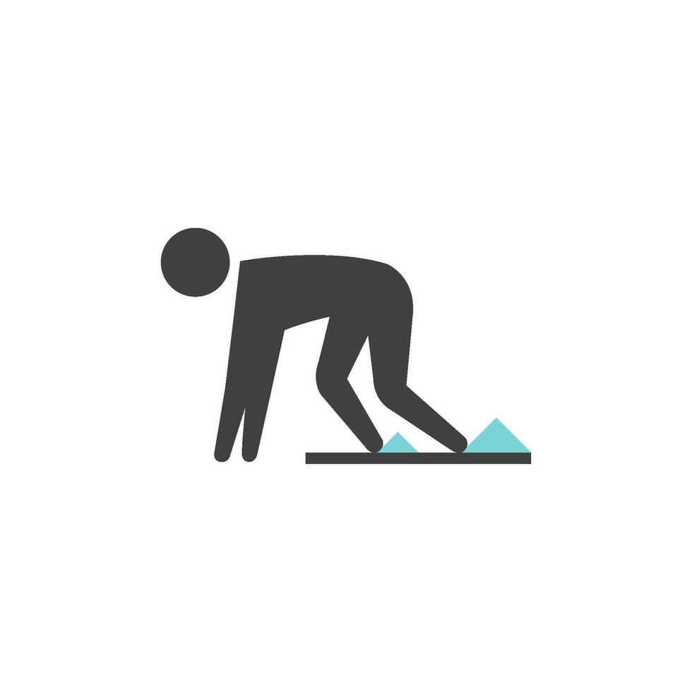 Starting runner icon in flat color style. Sport athlete championship jogging sprint vector