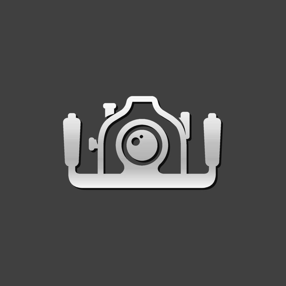 Underwater camera icon in metallic grey color style.Photography sea water vector