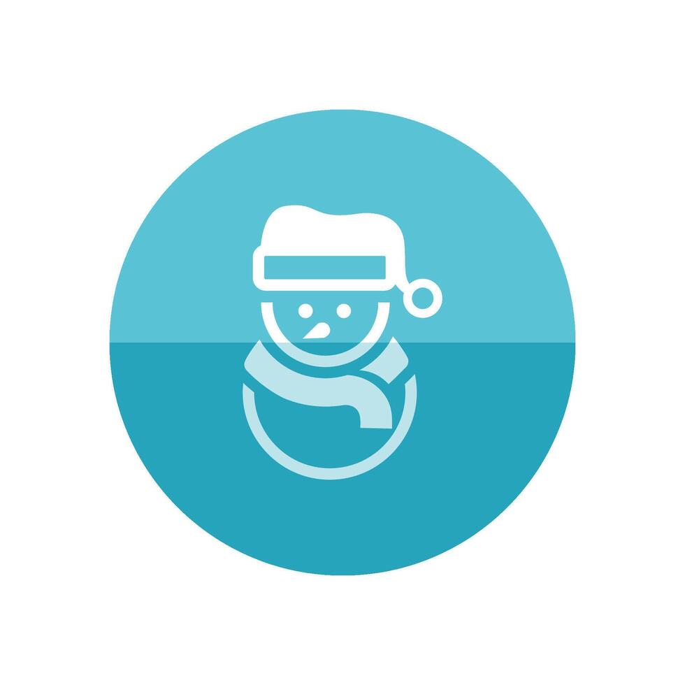 Snowman icon in flat color circle style. Snow winter December season Christmas vector