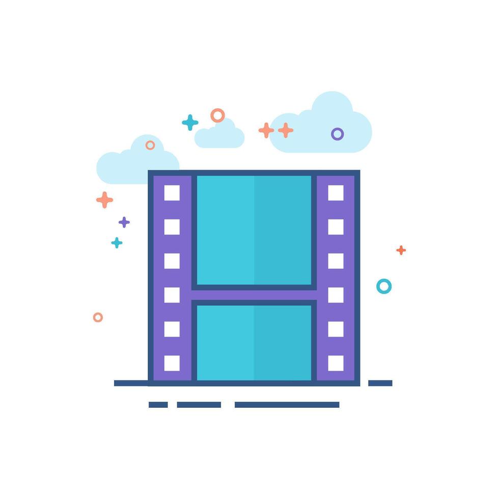 Video file format icon flat color style vector illustration