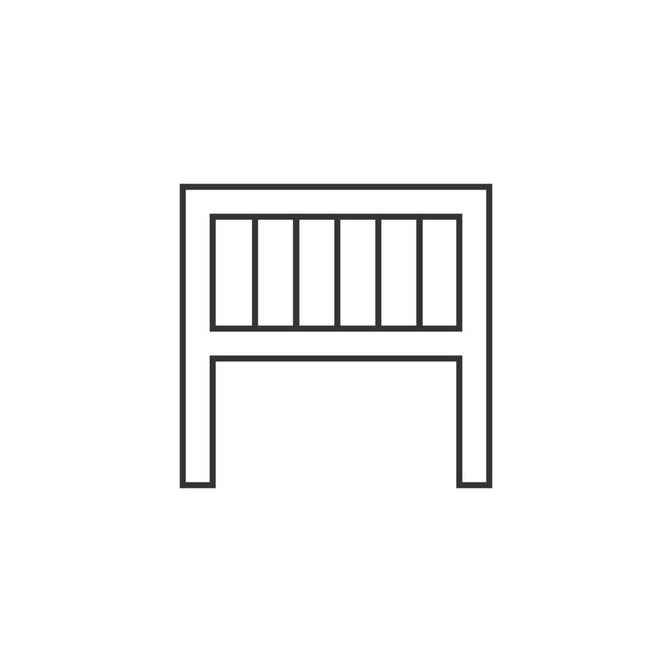 Baby bed icon in thin outline style vector